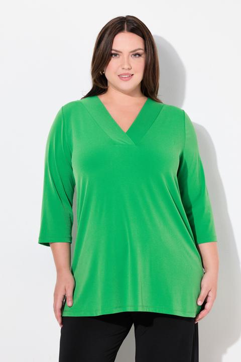 Produktbild Ulla Popken Longshirt, A-Linie, V-Ausschnitt, 3/4-Ärmel (56)