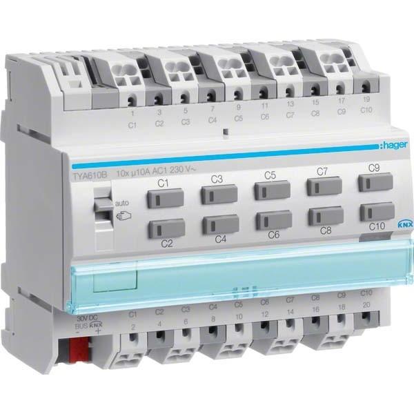 Hager, Aktor, KNX Schalt-/Jalousieausga. 10fach 10A TYA610B (Schaltaktor)