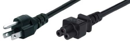 Actual product image Dinic Power cable USA NEMA 5-15P, type B to C5, AWG18, SVT, approvals: UL/CSA, black, length 1.80 (1.80 m)