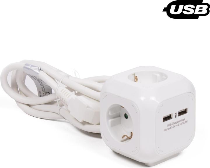 Actual product image Benson Electric Extension socket 3-way + earth + 2 USB 2.4a 1.5 m (3x, CEE 7/3, 1.50 m)
