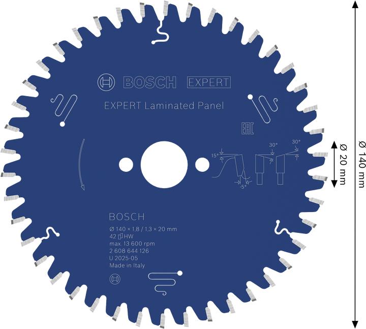 Produktbild Bosch Professional Zubehör Kreissägeblatt Expert for Laminated Panel, 140 x 20 x 1,8 mm, 42