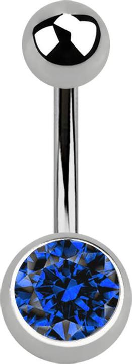 Actual product image Star Piercing Sterile Banane silber mit Kugel und Kugel Kristall dunkelblau (without brass, Titanium)