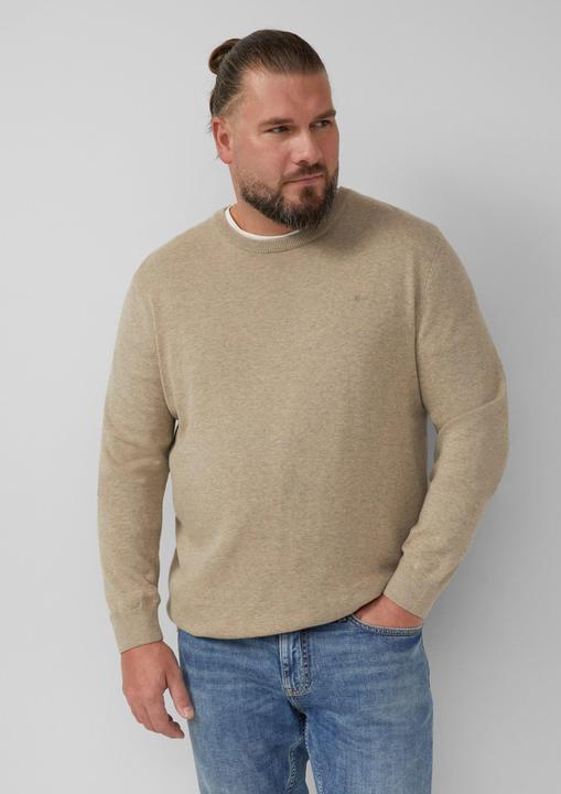 Produktbild s.Oliver Strickpullover Baumwollpullover mit Logo-Stickerei (5XL)