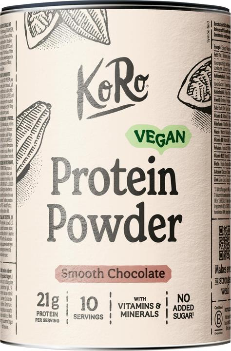 KoRo Veganes Proteinpulver mit Schokoladengeschmack mit Süssungsmittel, 10 Portionen (300 g, 10x, Schokolade)