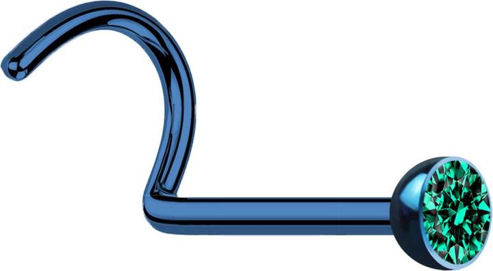 Actual product image Star Piercing Nose stud curved dark blue with crystal turquoise (without brass, Surgical steel 316L)