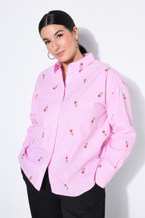 Produktbild Studio Untold Streifenhemd, Oversize Shape, Blüten-Stickmuster (54)