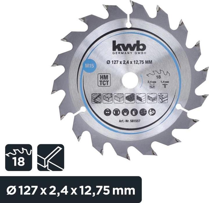 Actual product image kwb Circular saw blade HM Medium Ø 127x12,75 Z18