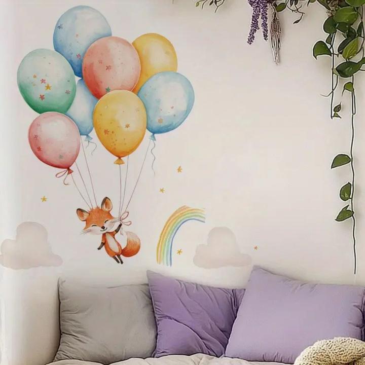 Milkii Wandsticker, Fuchs mit Luftballonen (150 x 120 cm)
