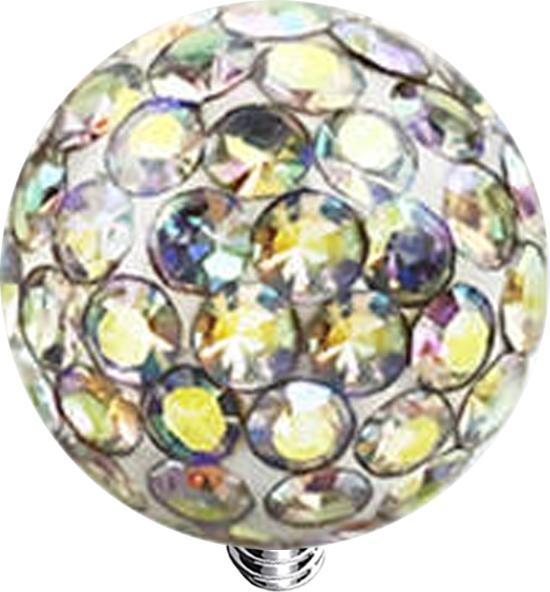 Actual product image Star Piercing Dermal Anchor crystal ball multicolour epoxy protective layer (without brass, Surgical steel 316L)