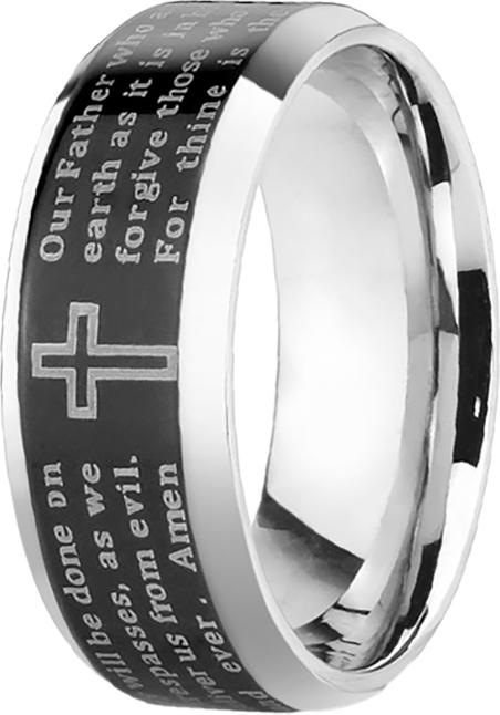 Produktbild Star Piercing Ring silber Vaterunser schwarz (ohne Messing, Chirurgenstahl 316L)