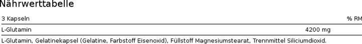 Nährwerte und Zutaten Nutrend Glutamine Compressed Caps (120 Stk., Kapseln)