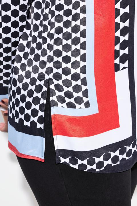 Actual product image Ulla Popken Mixed Print Long Sleeve Button Down Blouse (54)