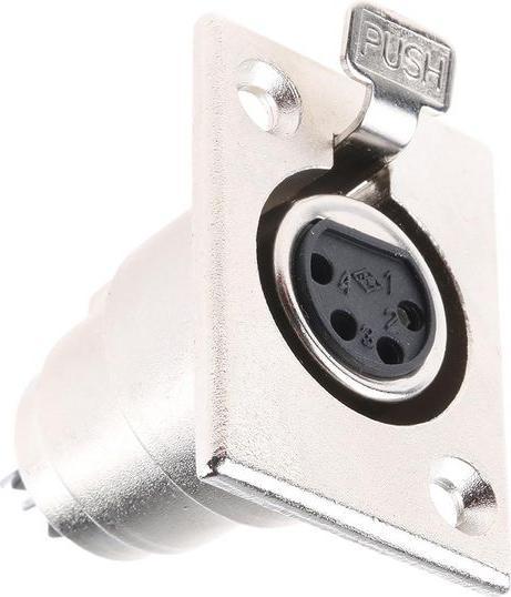 RS PRO 4 way nickel finish XLR chassis socket