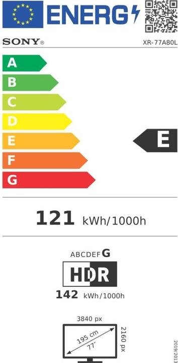 Etichetta energetica Sony FWD-77A80L (77", A80L, OLED, 4K, 2023)