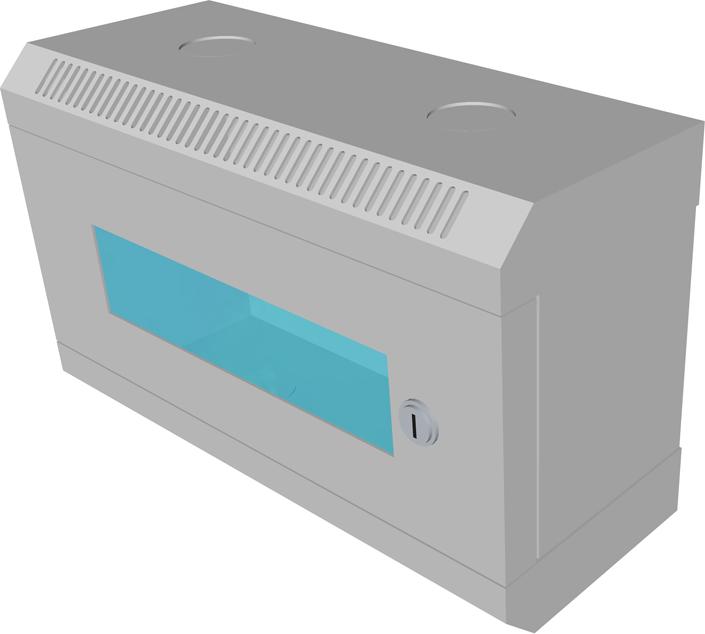 Actual product image Datacom 10" rack single-piece 4U/140 Grey Glass door (4 RU, 10 inch rack)