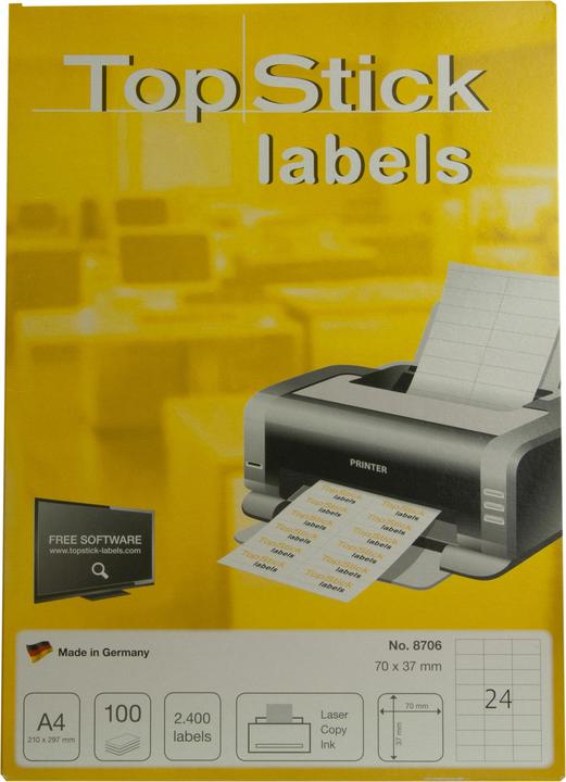 Produktbild TopStick TOP STICK Universal-Etiketten, 70 x 37 mm, weiá, 100 Blatt