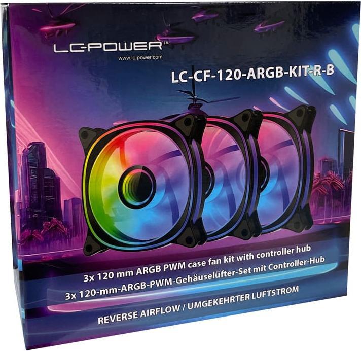 Produktbild LC-Power Geh?usel?fter 3x120mm schwarz,ARGB,4Pin PWM (120 mm, 3x)