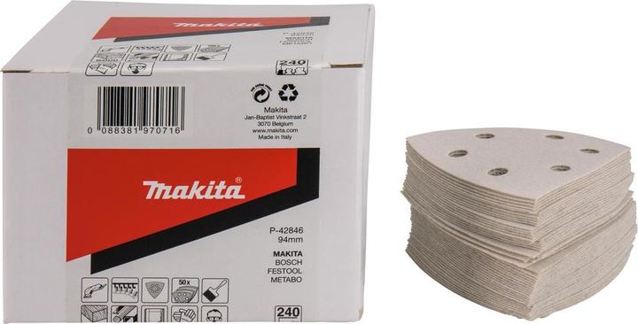 Actual product image Makita P-42846 Sanding sheet 94 x 94 K240 White Velcro fastener 50 pieces