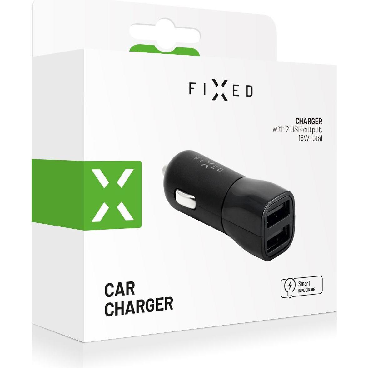Thumbnail - Fixed Dual USB Car Charger 15W, Black, Auto Adapter, Schwarz