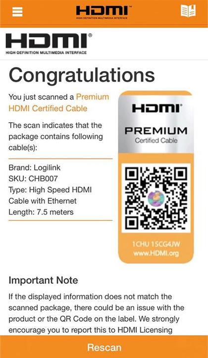 Produktbild LogiLink HDMI (Typ A) — HDMI (Typ A) (7.50 m)