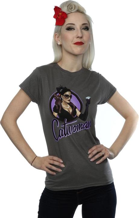 Actual product image DC Bombshells Womens/Ladies Catwoman Heather T-Shirt (XL)