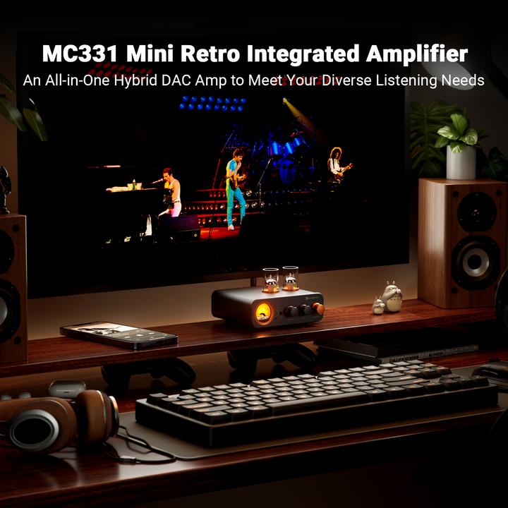 Actual product image Fosi Audio MC331, Verstärker mit Bluetooth, DAC + VU Meter (Tube amplifier)