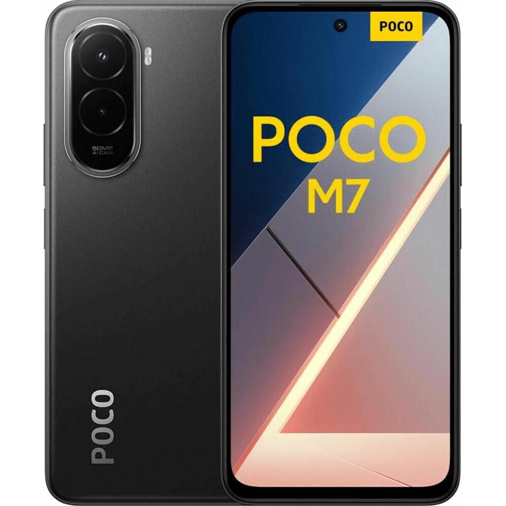 Xiaomi Poco M7 (128 GB, Black, 6.90", Hybrid Dual SIM, 4G), Smartphone, Schwarz