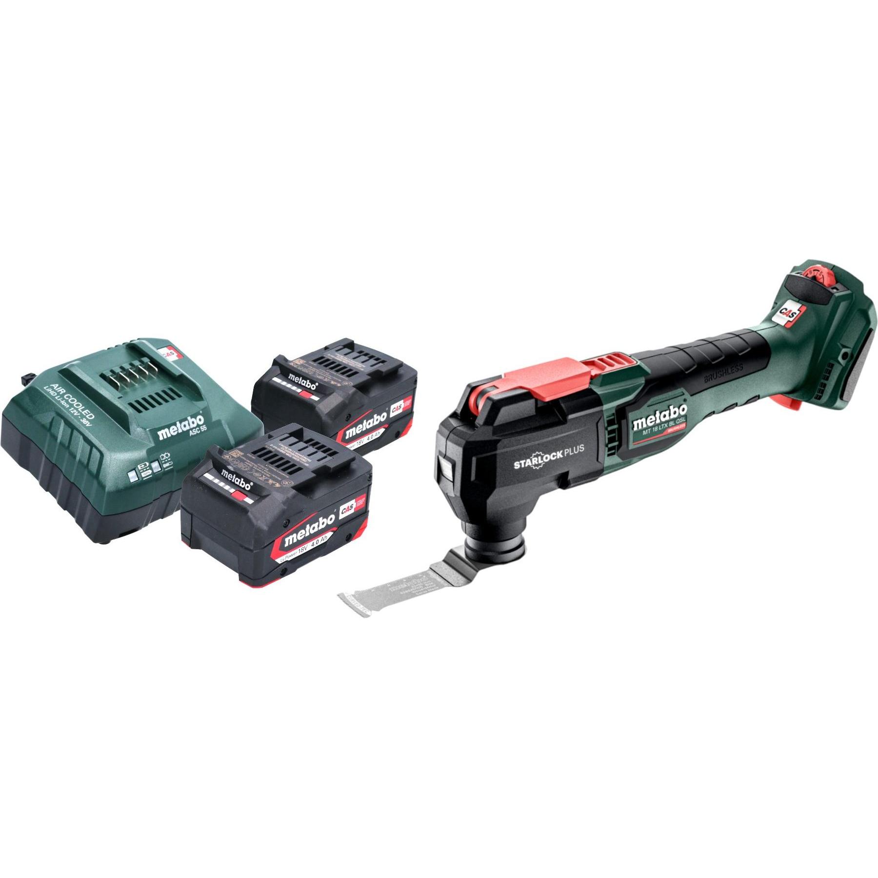 Metabo, Elettroutensile multifunzionale, MT 18 LTX BL QSL Akku Multitool 18 V Brushless Starlock Plus + 2x Akku 4,0 Ah + Ladegerät