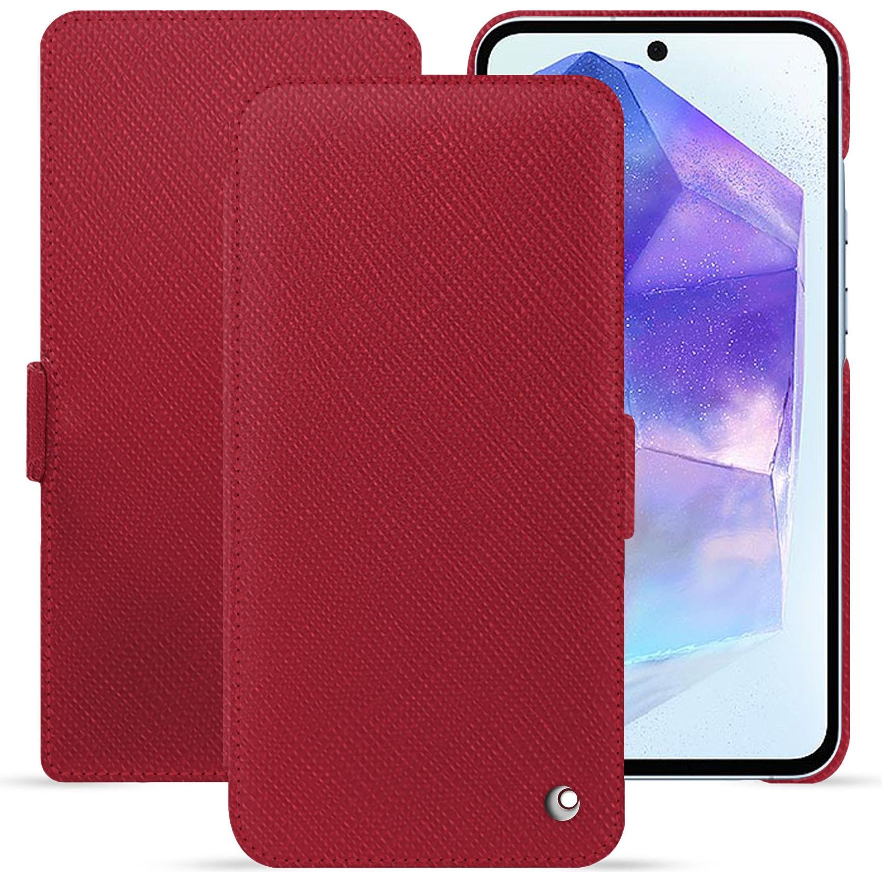 Noreve Lederschutzhülle horizontal (Samsung Galaxy A55), Smartphone Hülle, Rot