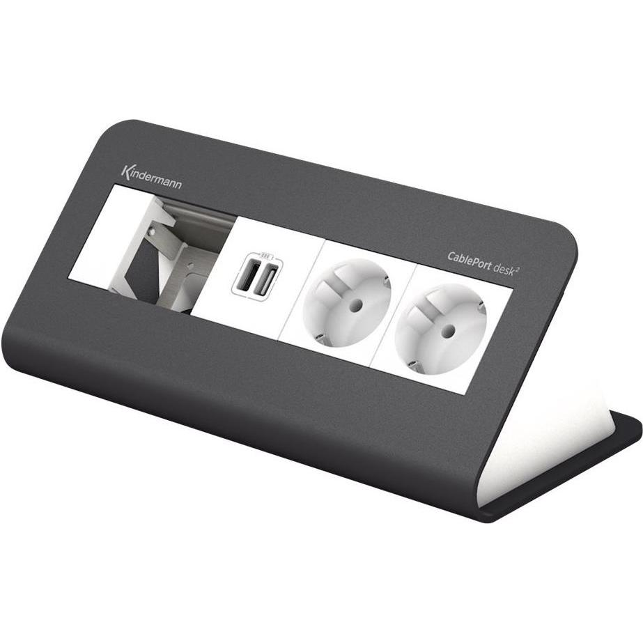 Kindermann, Steckdosenleiste, CablePort desk² 80 4-fold (4 x)