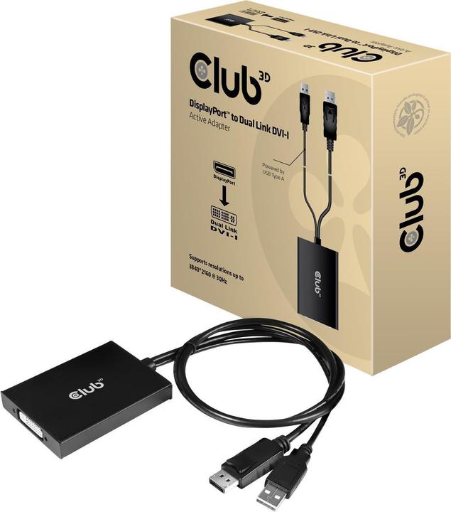 Actual product image Club 3D CAC-1010 DisplayPort to Dual Link DVI-I active adapter (6.10 cm)