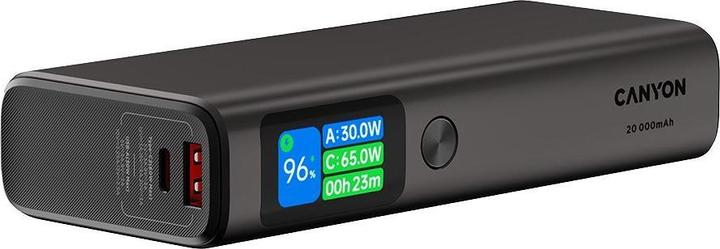 Produktbild Canyon Powerbank Powerbank OnPower 230 TFT 20000 mAh PD130W Dunkelgrau (20000 mAh, 130 W, 74 Wh)