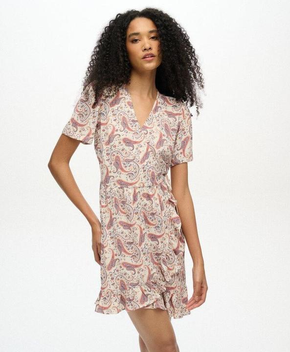 Actual product image Superdry Ss Printed Mini Wrap Dress (M)