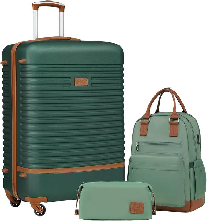 Coolife 3-teiliges Hartschalenkoffer-Set mit Reiserucksack und Kulturbeutel (93 l)