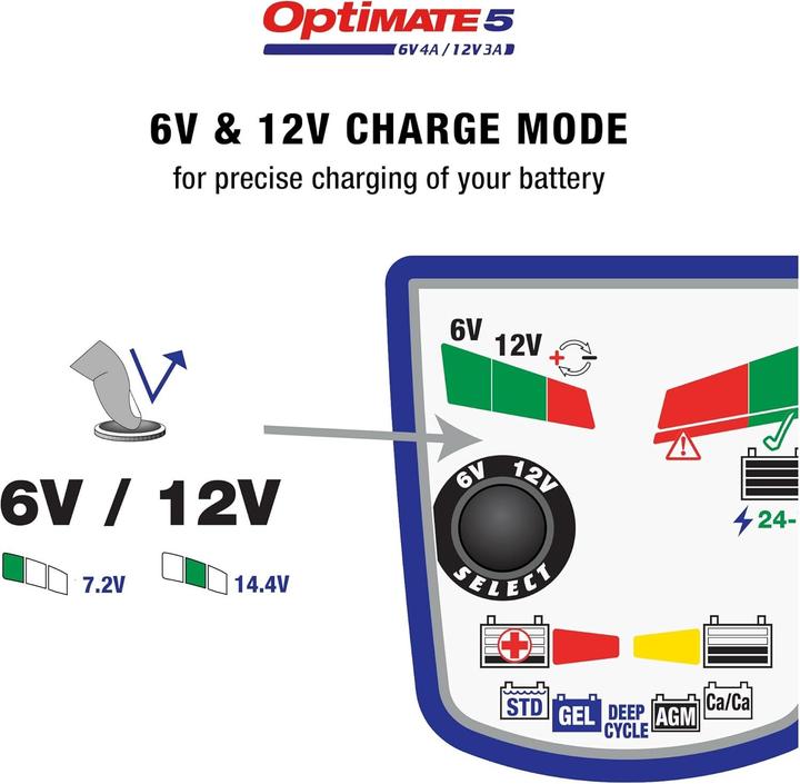 Produktbild Tecmate Optimate 5 Voltmatic Acculader (12V, 6V, 4 A)