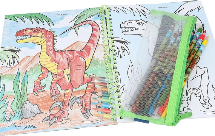 Produktbild Dino World - Colouring Book with Coloured Pencils - (412746)