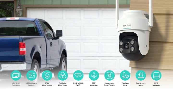 Actual product image Botslab Outdoor Pan / Tilt, Multi-scenes AI recognition, 360° Smart Tracking, Large Aperture Lens, C