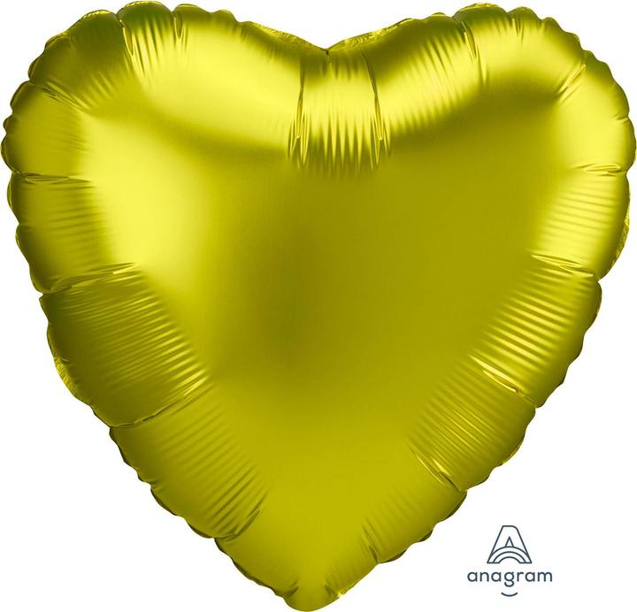 Actual product image Amscan Balloon Heart Lemon Satin Luxe (5x)