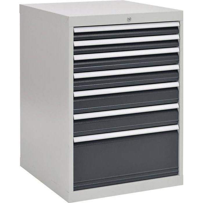 Quality, Werkstattschrank, Schubladenschrank H1019xB705xT736mm lichtgrau/anthrazitgrau 7 Schubl.Vollauszug (80700/1401AV...