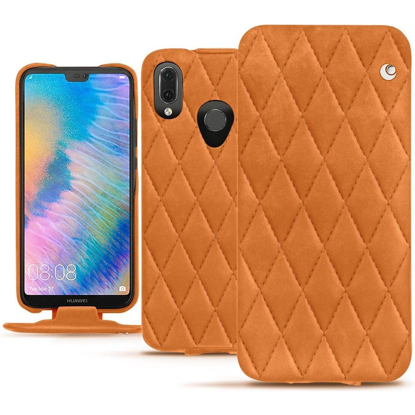 Noreve Lederschutzhülle vertikal (Huawei P20 Lite), Smartphone Hülle, Orange