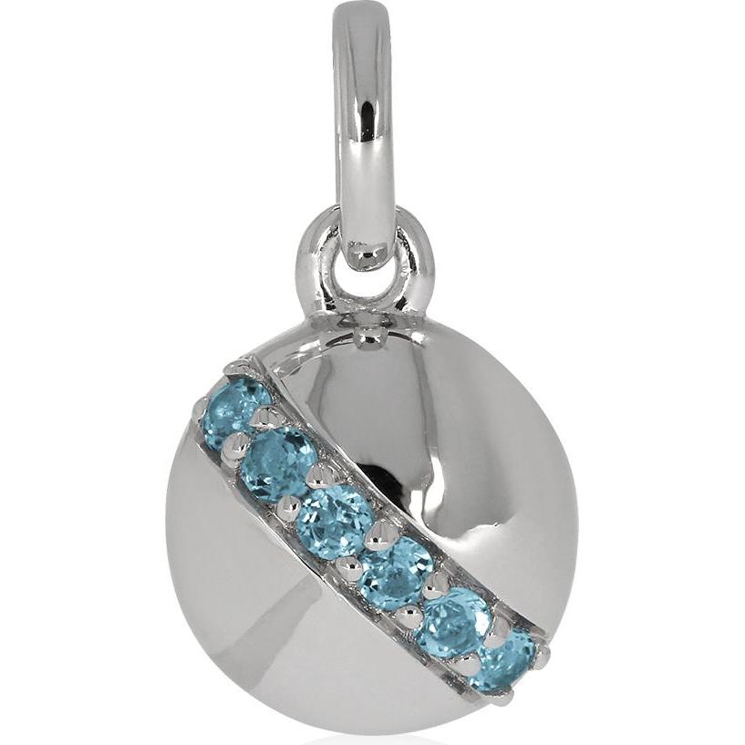 Xen, Kettenanhänger, Anhänger mit 6 Swiss Blue Topase ca. 0,30 ct. rhodiniert, (925 Sterling Silber)