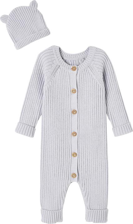 Produktbild Vertbaudet Baby-Set: gerippter Strickoverall & Mütze mit Ohren (80)