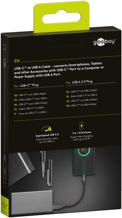 Produktbild Goobay USB-C auf USB-A 3.0 Kabel (0.15 m, USB 3.2 Gen 1)