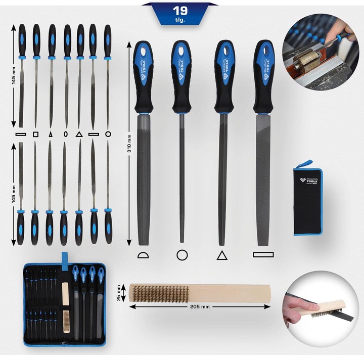 Produktbild Brilliant Tools Feilen-Satz mit Feilenbürste, 19-tlg (Hieb 0)