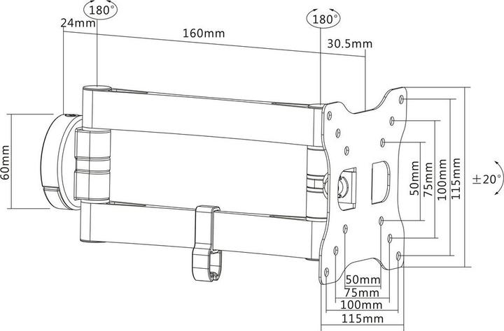 Actual product image Multibrackets Wall bracket up to 32", metal, black, max 15 kg (Wall, 15 kg, 9" - 32")