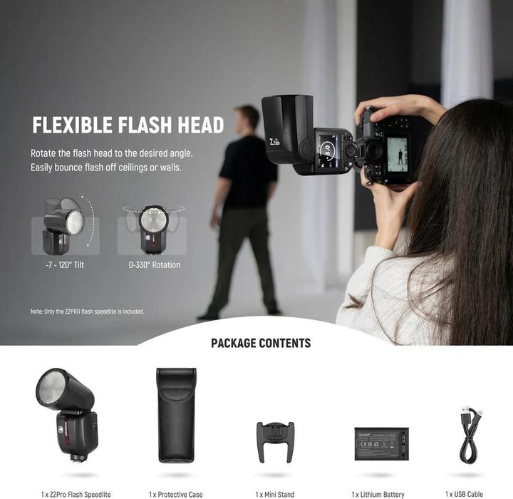 Actual product image Neewer Z2PRO-F TTL Round Head Flash Speedlite With 3000mAh Lithium Battery (Plug-on flash, Fujifilm)