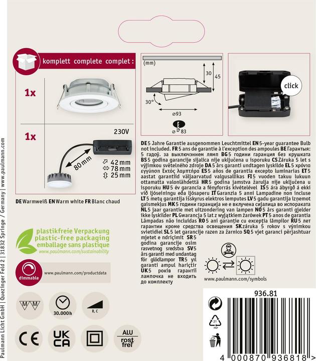 Immagine prodotto Paulmann Apparecchio da incasso Nova Plus Set (425 lm)