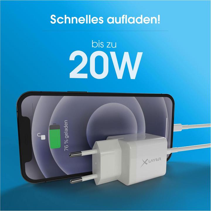 Produktbild Xlayer Typ-C (USB-C) Single Charger PD 20W White (20 W, 1 Port)