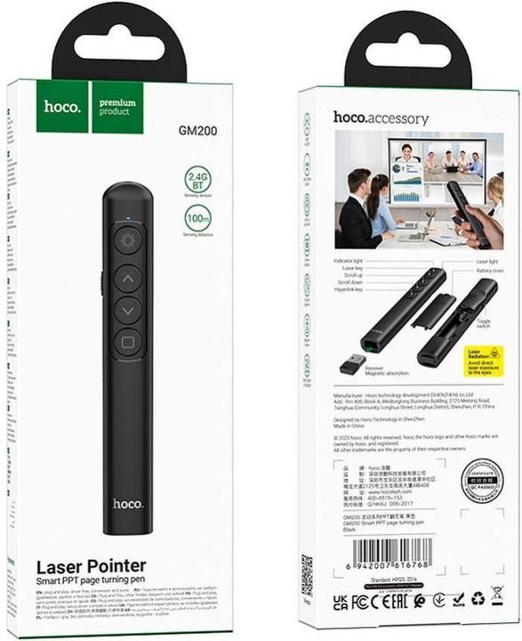 Actual product image Hoco Headphone with microphone wireless laser presenter bluetooth GM202 black