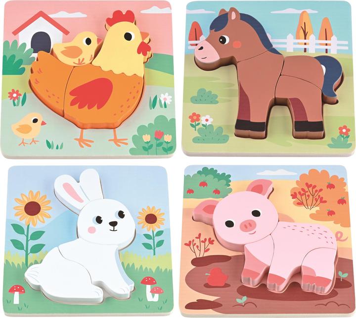 Spielba Ensemble de puzzles avec 4 animaux